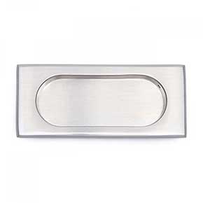 RK International [CF-5632-P] Solid Brass Cabinet Flush Pull - Thick Rectangle - Satin Nickel Finish - 4" L - 7/16" Recess