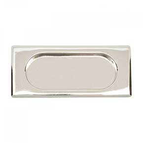 RK International [CF-5632-PN] Solid Brass Cabinet Flush Pull - Thick Rectangle - Polished Nickel Finish - 4" L - 7/16" Recess