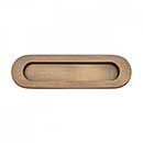 RK International [CF-5633-AE] Solid Brass Cabinet Flush Pull - Thick Oval - Antique English Finish - 5 1/2&quot; L - 1/2&quot; Recess