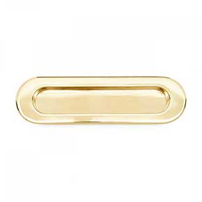 RK International [CF-5633] Solid Brass Cabinet Flush Pull - Thick Oval - Polished Brass Finish - 5 1/2" L - 1/2" Recess