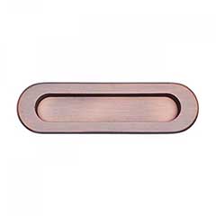 RK International [CF-5633-DC] Solid Brass Cabinet Flush Pull - Thick Oval - Distressed Copper Finish - 5 1/2" L - 1/2" Recess