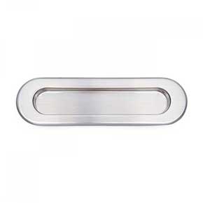 RK International [CF-5633-P] Solid Brass Cabinet Flush Pull - Thick Oval - Satin Nickel Finish - 5 1/2" L - 1/2" Recess