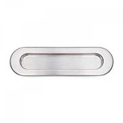 RK International [CF-5633-P] Solid Brass Cabinet Flush Pull - Thick Oval - Satin Nickel Finish - 5 1/2" L - 1/2" Recess