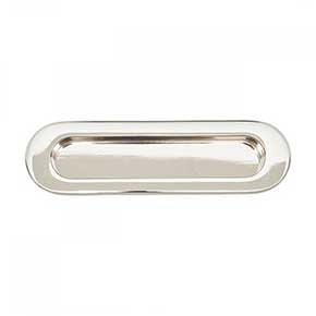 RK International [CF-5633-PN] Solid Brass Cabinet Flush Pull - Thick Oval - Polished Nickel Finish - 5 1/2" L - 1/2" Recess