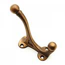 RK International [HK-5815-AE] Solid Brass Coat & Hat Hook - Double Base - Antique English Finish - 3 3/8" L x 1 7/16" W