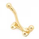 RK International [HK-5815] Solid Brass Coat & Hat Hook - Double Base - Polished Brass Finish - 3 3/8" L x 1 7/16" W