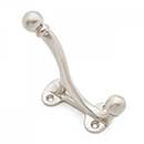 RK International [HK-5815-P] Solid Brass Coat &amp; Hat Hook - Double Base - Satin Nickel Finish - 3 3/8&quot; L x 1 7/16&quot; W