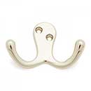 RK International [HK-5824-PN] Solid Brass Double Towel Hook - Two Pronged Flared - Polished Nickel Finish - 1 3/4" L x 3" W
