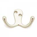 RK International [HK-5824-PN] Solid Brass Double Towel Hook - Two Pronged Flared - Polished Nickel Finish - 1 3/4&quot; L x 3&quot; W