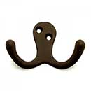 RK International [HK-5824-RB] Solid Brass Double Towel Hook - Two Pronged Flared - Oil Rubbed Bronze Finish - 1 3/4" L x 3" W