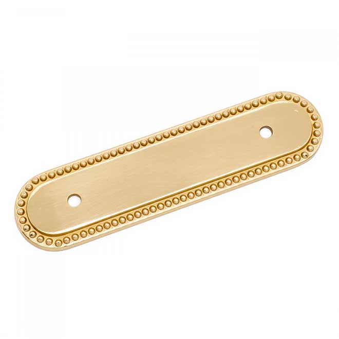 RK International [BP-1792-B] Solid Brass Cabinet Pull Backplate - Beaded  Oblong - Polished Brass Finish - 5 L - 3 Centers