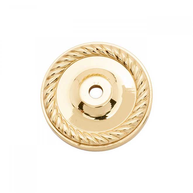 RK International [BP-7820] Solid Brass Cabinet Knob Backplate - Rope Edge  Single Hole - Polished Brass Finish - 1 5/8 Dia.