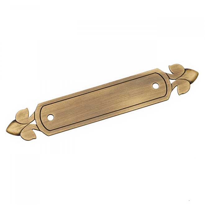 RK International [BP-7905-AE] Solid Brass Cabinet Pull Backplate - Spade  Ends - Antique English Finish - 5 1/4 L - 3 Centers