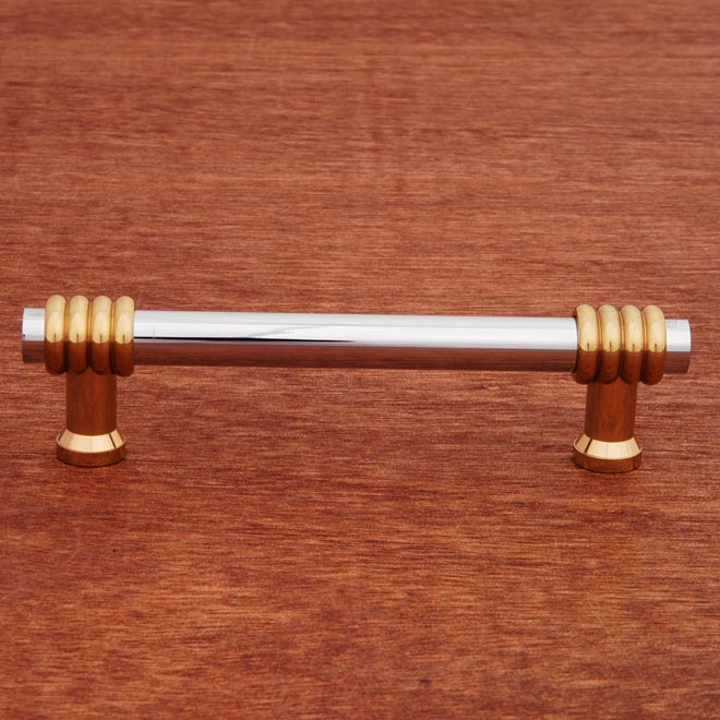 Rk International Cp 36 Cb Solid Brass Cabinet Pull Handle Small Two Tone Swirl Standard Size Polished Chrome Finish 3 C 15 16 L Decorative Solid Brass Cabinet Pull Handle, Copper Cabinet Hardware Canada