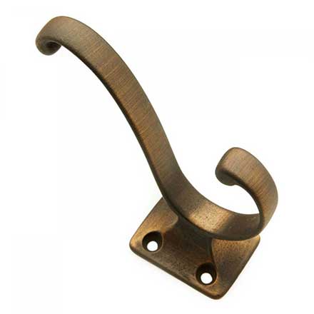 RK International [HK-5801-AE] Solid Brass Coat &amp; Hat Hook - Plain - Antique English Finish - 3 3/4" L x 1 1/4" W