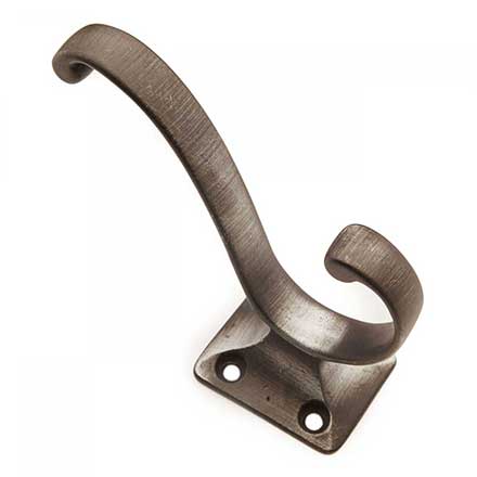 RK International [HK-5801-DN] Solid Brass Coat &amp; Hat Hook - Plain - Distressed Nickel Finish - 3 3/4" L x 1 1/4" W