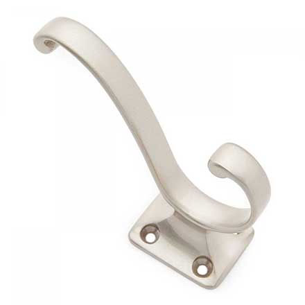 RK International [HK-5801-P] Solid Brass Coat &amp; Hat Hook - Plain - Satin Nickel Finish - 3 3/4" L x 1 1/4" W