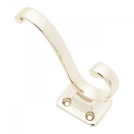 RK International [HK-5801-PN] Solid Brass Coat &amp; Hat Hook - Plain - Polished Nickel Finish - 3 3/4" L x 1 1/4" W