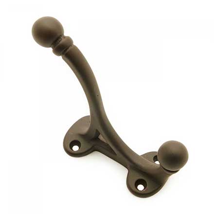 RK International [HK-5815-RB] Solid Brass Coat &amp; Hat Hook - Double Base - Oil Rubbed Bronze Finish - 3 3/8" L x 1 7/16" W