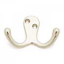 RK International [HK-5824-PN] Solid Brass Double Towel Hook - Two Pronged Flared - Polished Nickel Finish - 1 3/4" L x 3" W