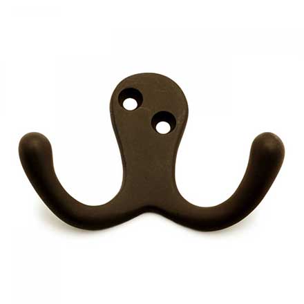 RK International [HK-5824-RB] Solid Brass Double Towel Hook - Two Pronged Flared - Oil Rubbed Bronze Finish - 1 3/4" L x 3" W