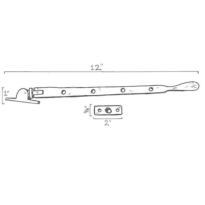 Seaside Shutters [S520519] Cast Brass Shutter Stay Flat Black 12
