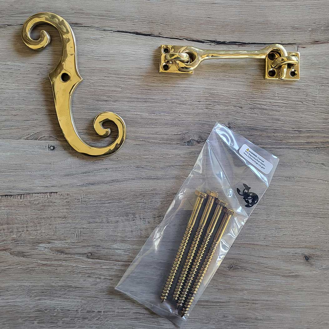 Antique Brass Finish Shutter Hardware
