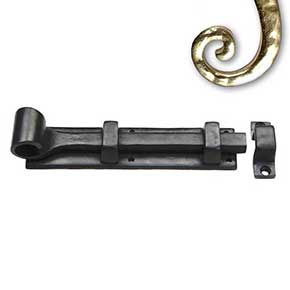 Seaside Shutters [S6-206-03] Cast Brass Shutter Slide Bolt - Scroll End - Polished Brass Finish - 6" L