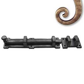 Seaside Shutters [S6-308-05] Cast Brass Shutter Slide Bolt - Knob End - Long Throw - Antique Brass Finish - 6" L