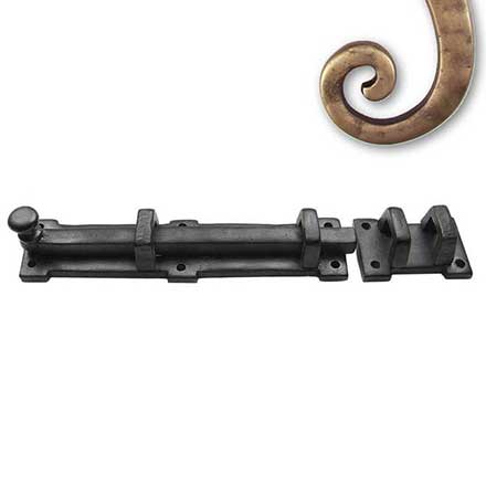 Seaside Shutters [S6-308-05] Cast Brass Shutter Slide Bolt - Knob End - Long Throw - Antique Brass Finish - 6" L