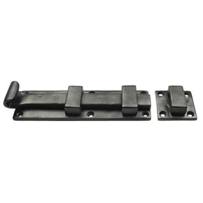Seaside Shutters [S6-310-19] Cast Brass Shutter Slide Bolt - Curly End - Long Throw - Flat Black - 6" L