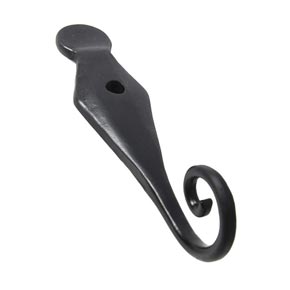 Seaside Shutters [S7-110-19] Cast Brass Shutter Dog - English Rat Tail - Lag Mount -Flat Black - 6" H