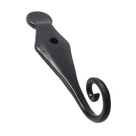 Seaside Shutters [S7-110-19] Cast Brass Shutter Dog - English Rat Tail - Lag Mount -Flat Black - 6" H