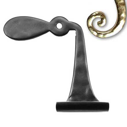 Seaside Shutters [S7-130-RH-03] Cast Brass Shutter Dog - Georgian - Lag Mount - Right Offset Mount - Polished Brass Finish - 5 1/2" H
