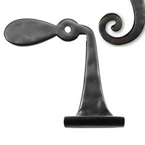 Seaside Shutters [S7-130-RH-10B] Cast Brass Shutter Dog - Georgian - Lag Mount - Right Offset Mount - Oil Rubbed Bronze Finish - 5 1/2" H