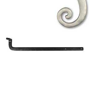 Seaside Shutters [S8-300-LH-15] Cast Brass Shutter Dog Sill Mount - Offset / Radius Post - Left Hand - Satin Nickel Finish - 18 1/4" L