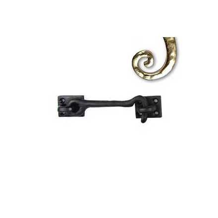 Seaside Shutters [S5-104-03UN] Cast Brass Shutter Hook - Plate Mount - Polished Brass (Unlacquered) Finish - 4 1/2" L