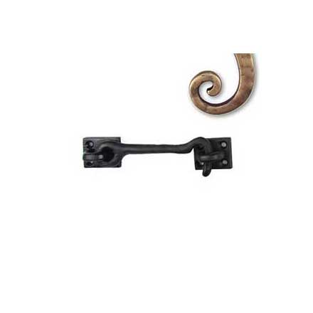 Seaside Shutters [S5-104-05] Cast Brass Shutter Hook - Plate Mount - Antique Brass Finish - 4 1/2" L