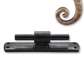 Seaside Shutters [S4-440-05] Cast Brass Shutter Pintle - Double Pin - Plate Mount - Antique Brass Finish - 3/4" Offset