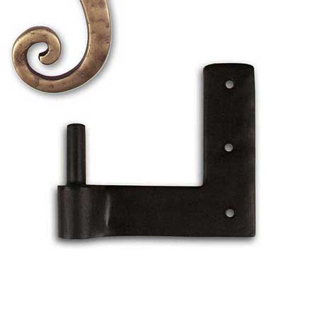 Seaside Shutters [S4-510-LH-05] Cast Brass Shutter Pintle - Jamb Leaf Mount - Left Hand - Antique Brass Finish - 2 1/4&quot; Offset