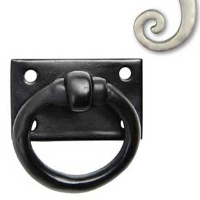 Seaside Shutters [S8-400-15] Cast Brass Shutter Ring Pull - Plate Mount - Satin Nickel Finish - 1 3/4" Dia.