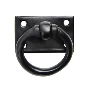 Seaside Shutters [S8-400-19] Cast Brass Shutter Ring Pull - Plate Mount - Flat Black Finish - 1 3/4" Dia.