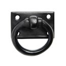 Seaside Shutters [S8-400-19] Cast Brass Shutter Ring Pull - Plate Mount - Flat Black Finish - 1 3/4&quot; Dia.