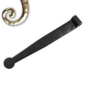 Seaside Shutters [S2-300-03UN] Cast Brass Shutter Strap Hinge - Bean End - Polished Brass (Unlacquered) Finish - 1 1/4" W x 10" L - 0" Offset