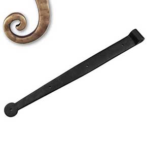 Seaside Shutters [S2-400-05] Cast Brass Shutter Strap Hinge - Bean End - Antique Brass Finish - 1 1/4" W x 14" L - 0" Offset