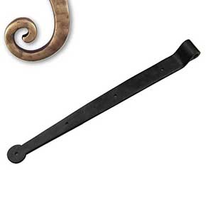 Seaside Shutters [S2-401-05] Cast Brass Shutter Strap Hinge - Bean End - Antique Brass Finish - 1 1/4" W x 14" L - 3/4" Offset