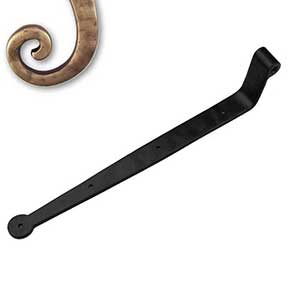 Seaside Shutters [S2-403-05] Cast Brass Shutter Strap Hinge - Bean End - Antique Brass Finish - 1 1/4" W x 14" L - 2 1/4" Offset