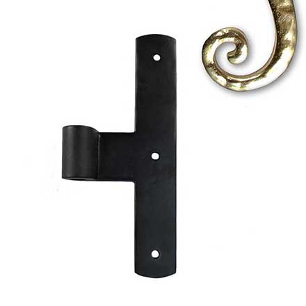 Seaside Shutters [S3-202-03] Cast Brass Shutter Center Strap Hinge - T-Style - Arch End - Polished Brass Finish - 1 1/4&quot; Offset