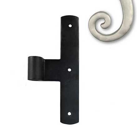 Seaside Shutters [S3-202-15] Cast Brass Shutter Center Strap Hinge - T-Style - Arch End - Satin Nickel Finish - 1 1/4&quot; Offset