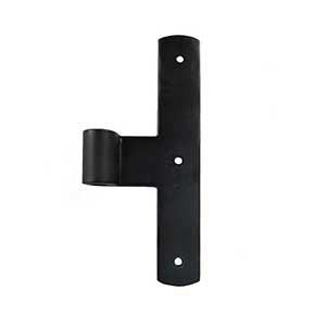Seaside Shutters [S3-202-19] Cast Brass Shutter Center Strap Hinge - T-Style - Arch End - Flat Black - 1 1/4" Offset